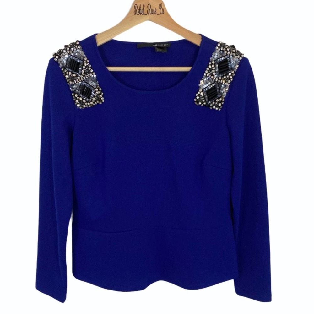 Jay Godfrey Embellished Sequin Long Sleeve Top Size 8
